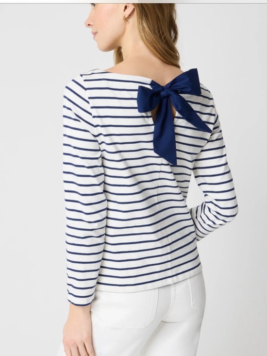 J. Crew Factory Tops - J. Crew Nautical Striped Navy Bow Back Long-Sleeve Cotton Top White/Navy Size M